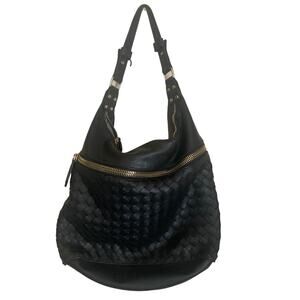 Madison West Black Vegan Leather Shoulder Bag